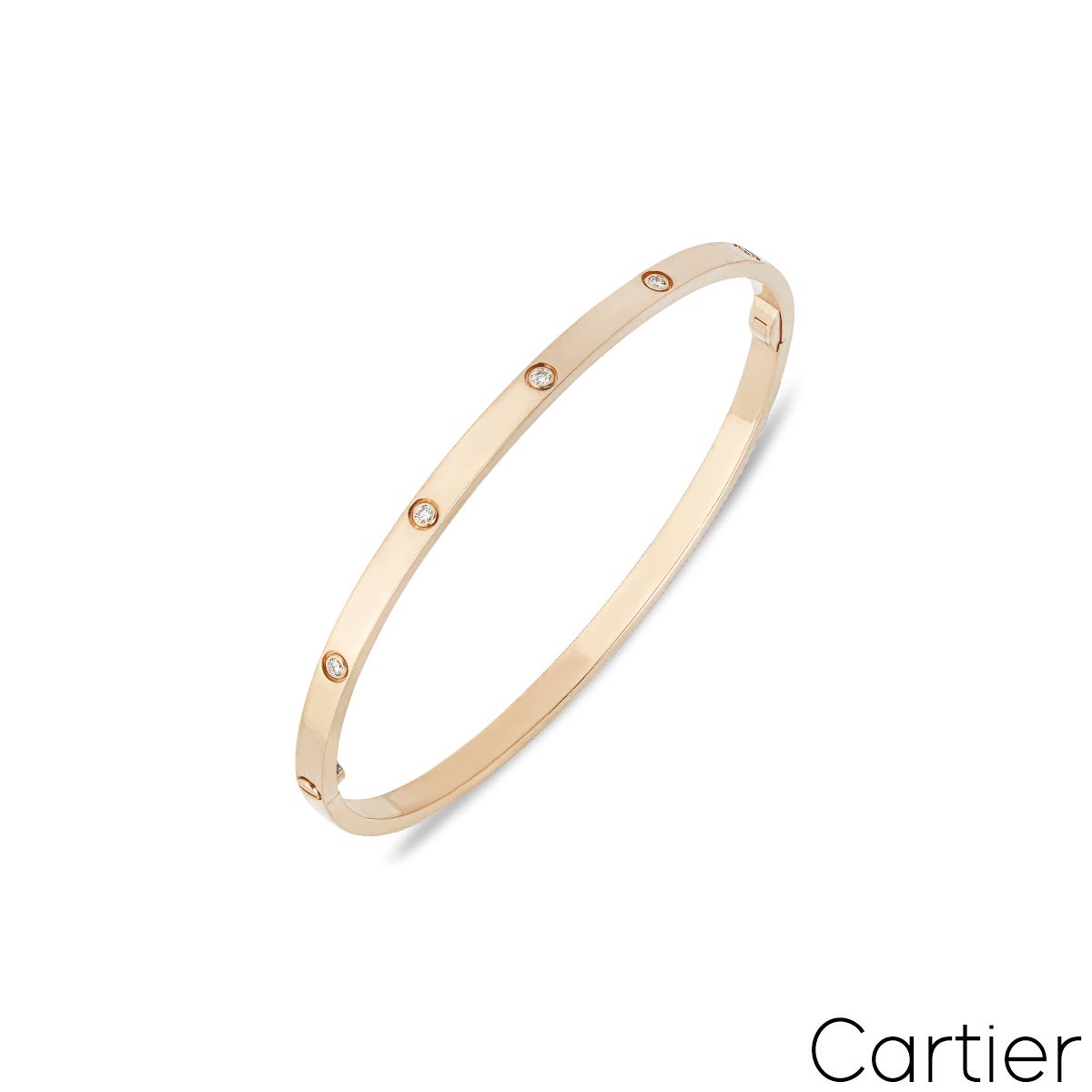 Cartier Rose Gold Full Diamond Love Bracelet SM Size 15 B6047915